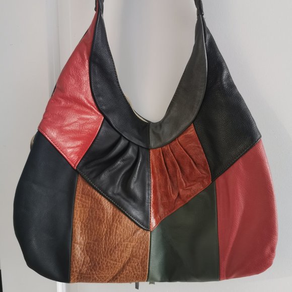 Vintage Boho Hippy 60's 70's Leather Hobo Shoulder Bag w Fringe - Picture 4 of 4